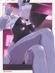 2026 5_fingers absurd_res anthro aquatic bar bar_stool black_clothing black_fingernails black_nails black_sclera bow_ribbon breasts bunny_costume bunny_ears bunnysuit cigarette cleavage clothed clothing crossed_legs cuffs_(clothing) detached_collar detailed_background dragon_dedemushi female female_anthro fin fingernails fingers fish gills grey_body grin hairless head_fin leotard mitsuki_shark multicolored_body nails neck_ribbon non-mammal_breasts pupils shark sharp_teeth sitting slit_pupils smile smoking smoking_cigarette solo tail teeth thick_thighs viewed_from_below white_border yellow_eyes