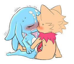 animal_genitalia blush bodily_fluids chibi clenched_teeth closed_eyes cowgirl_position digital_media_(artwork) duo erection fizz_(lol) from_front_position fur genital_fluids genital_slit genitals league_of_legends looking_pleasured male male/male male_penetrated male_penetrating male_penetrating_male mammal marine nude on_bottom on_top penetration penile penile_penetration penis pseudo_hair pwslz riot_games saliva sex simple_background slit slit_penetration sweat tears teemo teeth tentacle tentacle_hair video_games yordle