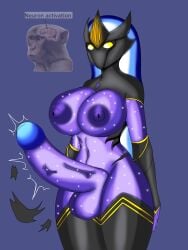 big_breasts big_cock big_penis ember_(warframe) ember_heirloom_(warframe) erection excited futanari large_penis oc purple_body skurth66 warframe