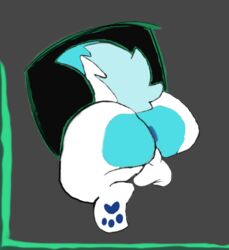 2021 anus ass balls big_balls big_butt dasque_bar(k) deltarune fan_character feral genitals male monster pawpads rear_view simple_background slimecatt solo undertale_(series) video_games