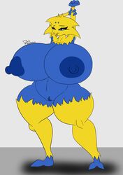 anthro arachnid arthropod ass big_breasts big_butt blue_body blue_nipples breasts electra_the_shotstack_joltik female fur genitals hi_res huge_breasts huge_butt insects joltik nintendo nipples pokémon_(species) pokemon pussy riku9797 solo stretching video_games yellow_body yellow_fur