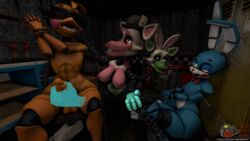 16:9 3d_(artwork) animatronic anthro ball_gag blindfold deskai digital_media_(artwork) female five_nights_at_freddy's five_nights_at_freddy's_2 gag group handjob handjob_gesture hi_res hypnosis machine magic_hands male male/female mangle_(fnaf) mind_control penile robot sex source_filmmaker text toy_bonnie_(fnaf) toy_chica_(fnaf) url video_games widescreen