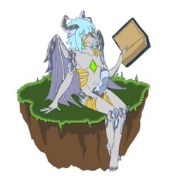 1:1 absurd_res alpha_channel anthro blue_hair book deepfriedlasereyes dragon dragonborn erection froid_frostpocket_(deepfriedlasereyes) genitals grey_body grey_scales hair hi_res male penis scales sitting solo yellow_eyes