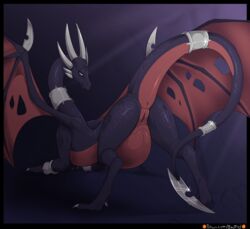 activision anus ass bastiel black_pussy collar corrupt_cynder cynder dragon female feral genitals looking_at_viewer pregnant presenting presenting_hindquarters pussy raised_tail simple_background solo spyro_the_dragon text the_legend_of_spyro url video_games wings