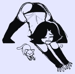 ass_focus ass_up bending_forward bending_over black_armwear black_elbow_gloves black_legwear black_nails black_panties black_stockings closed_eyes emo feline femboy laybox laybox_(character) nail_polish nails nails_painted open_mouth panties shark_teeth sharp_teeth sketch stretching thick_ass thick_thighs twink wide_hips wide_thighs wip yawn yawning