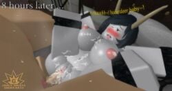 1boy 1girls 3d abs anus arms_up ass bed big_breasts blindfold bondage bound bound_ankles bound_wrists breast_milk breasts creampie cum cum_in_pussy cum_inside cum_on_breasts cum_on_face cumshot dialogue female fucking grena horns horny lactating lactating_during_sex lactating_nipples lactation legs_spread legs_up milking moaning navel nipples nude original_character penetration pussy pussy_juice roblox robloxian serena_(grena) sex spread_legs tongue_out vaginal_penetration watermark white_skin white_skinned_female