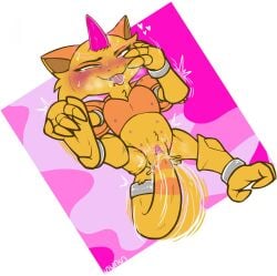 abra anthro autotailjob belly_nipples blep bodily_fluids brown_body clitoris cuff_(restraint) digital_drawing_(artwork) digital_media_(artwork) english_description eyes_mostly_closed fan_character female generation_1_pokemon genitals hi_res horn humanoid_hands looking_pleasured masturbation motion_lines multi_nipple narrowed_eyes nintendo nipples penetration pink_nipples pink_vulva pokemon pokemon_(species) red_eyes restraints solo suns_(artist) sweat sweaty_face tail tail_around_penis tail_fetish tail_in_vagina tail_insertion tail_masturbation tail_play tongue tongue_out vaginal_masturbation vaginal_penetration vulva yellow_body