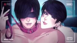 2boys animated blindfold blindfolded collar duo emo leash leash_pull male male_only multiple_males oc piercing piercings recording sex_tape submissive submissive_male yaoi