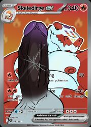 2025 against_surface anthro areola artist_name balls belly big_penis black_penis black_sclera blurred_background border countershade_face countershade_torso countershading cracked_glass crocodilian dante_(truher) english_text erection eyebrows facial_markings fire front_view generation_9_pokemon genitals glans gradient_border grey_border head_markings hi_res humanoid_genitalia humanoid_penis jagged_mouth looking_at_viewer low-angle_view male markings mouth_closed nintendo nipples on_glass outline overlay_layer penis penis_on_glass pokemon pokemon_(species) pokemon_tcg portrait presenting presenting_penis pupils purple_glans red_areola red_body red_eyebrows red_nipples reptile scalie skeledirge slit_pupils snout solo text three-quarter_portrait trading_card truher vein veiny_penis white_balls white_belly white_body white_countershading white_outline yellow_eyes