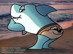 2026 anthro anthro_only blurry_background cartoon_network collaboration cringebird dialog dialogue ediotrando face_on_underwear furry hanna-barbera hbo_max jabberjaw jabberjaw_(character) jellystone_(hbo_max) lake_renard looking_back oc oc_x_canon original_character photo_background presenting presenting_hindquarters seductive seductive_eyes seductive_look seductive_pose seductive_smile self_insert shading shark tagme text transformation underwear underwear_only underwear_transformation unsplash warner_brothers watermark wearing_underwear