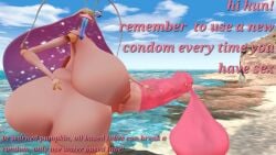 3d antennae_(anatomy) beach condom condom_balloon futanari huge_areolae huge_ass huge_breasts huge_cock insects looking_at_viewer pheromosa pokemon pokemon_(species) text tongue_out ultra_beast vrchat
