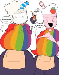 1boy 2girls berri_(managerfry) big_ass cocoa_(managerfry) dairy_(managerfry) eager female femboy managerfry massive_breasts sketch wanting_breastmilk wide_hips