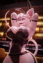 1girls 3d anthro arms_behind_head bar big_breasts big_hips big_thighs black_clothing black_leotard bunny_ears bunnysuit busty cleavage detailed_background ear_piercing ear_tuft eyeshadow female_only fishnet_armwear furry furry_only garter_belt garter_straps leotard long_tail looking_at_viewer oc_only officer_flint open_mouth original rat rodent solo solo_female standing three-quarter_portrait three-quarter_view vllrukkin white_tail