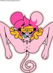 absurd_res anthro anus black_nose buckteeth censored censored_genitalia censored_pussy clothing eyewear female genitals glasses gloves goommymuffin hair handwear hi_res mammal mouse muffin_(goommymuffin) murid murine nipples pink_body pink_ears pink_hair pink_inner_ear pink_tail pussy rat_tail red_heart rodent simple_background smile solo tail teeth the_cartoon_love white_background yellow_clothing yellow_eyewear yellow_glasses yellow_gloves yellow_handwear