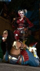 2girls 3d amazon amazonian batman_(series) big_ass big_breasts big_thighs black_gloves breasts breasts_bigger_than_head curvaceous curvy curvy_figure dc dc_comics demigod demigoddess diana_of_themyscira diana_prince female gloves harley_quinn harley_quinn_(injustice) hips hourglass_figure huge_ass huge_breasts huge_thighs injustice_2 justice_league large_ass large_breasts large_thighs lasso lasso_of_truth leather_gloves legs light-skinned_female light_skin mature mature_female russymacalroy slim_waist themysciran thick thick_hips thick_legs thick_thighs thighs voluptuous waist wide_hips wide_thighs wonder_woman wonder_woman_(injustice) wonder_woman_(series) yuri