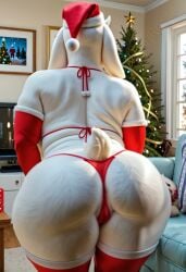 1girls ai_generated animated anthro ass_focus back_view bbw big_ass big_breasts bikini cameltoe christmas christmas_hat chubby chubby_female deltarune elbow_gloves eyelashes female female_only from_behind furry furry_female furry_only goat_ears goat_girl goat_horns holidays huge_breasts mature mature_anthro mature_female micro_bikini plump rear_view solo tagme thick_legs toriel undertale video vlrgromns white_fur