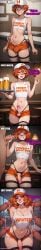 ai_generated bandaid bandaid_on_nose before_and_after big_breasts bimbofication bimbofication_sequence blue_eyes blush breast_expansion breasts bulge comic crossdressing cum_on_body cum_on_breasts cum_on_face cutaway dialogue erect_penis erection femboy femboy_hooters feminization feminized_male flat_chest futanari ginger ginger_female ginger_hair ginger_male hooters multiple_penises orange_hair penis sissy sissyfication skinny skinny_male speech_bubble surrounded_by_penises text_bubble thick_thighs time_lapse time_skip transformation waitress waitress_uniform wide_hips