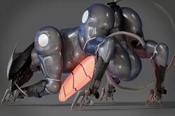 3d_(artwork) absurd_res android anus arctiwolf balls big_balls big_penis blade_wolf claws digital_media_(artwork) digitigrade feral genitals glowing glowing_genitalia glowing_penis hi_res huge_balls huge_cock konami latex looking_at_viewer looking_back machine male metal_gear metal_gear_rising:_revengeance metallic_body muscular muscular_feral penis platinumgames robot robot_feral solo standing tail tongue tongue_out