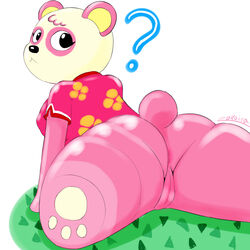 1:1 ? animal_crossing anthro anus ass breasts chubby_female clothed clothing female genitals giant_panda hi_res mammal nintendo panda_tail partially_clothed paws pink_body pink_clothing pinky_(animal_crossing) presenting presenting_pussy pussy slightly_chubby solo thick_thighs ursid video_games zokoira