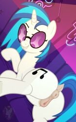 anatomically_correct anatomically_correct_anus anatomically_correct_genitalia anatomically_correct_vulva animal_genitalia animal_vulva anus ass blue_mane clitoris cutie_mark equid equine equine_anus equine_genitalia equine_vulva eyewear female feral friendship_is_magic genitals hasbro hi_res horn horse lying mammal mane my_little_pony mythological_creature mythological_equine mythology neon_background pony presenting puffy_anus smile solo sunglasses tail unicorn vinyl_scratch_(mlp) vulva