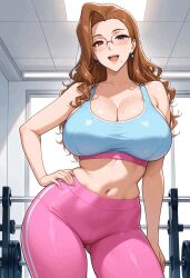 ai_generated animated big_breasts gym gym_clothes milf shiraishi_kanako shiraishi_kanoko