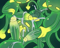 anal anal_sex balls bodily_fluids cum cum_in_ass cum_inside gangbang gemsum genital_fluids genitals goo_creature green_balls green_penis group group_sex hi_res holding_penis humanoid licking male male/male male_penetrated male_penetrating male_penetrating_male multicolored_body multicolored_penis oral penetration penile penis penis_lick penis_on_head selfcest sex spade_tail spit_(gemsum) square_crossover tail tongue translucent translucent_body two_tone_body two_tone_penis