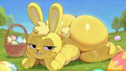 ai_generated ass basket big_ass big_butt bunny cuddles_(htf) easter easter_egg egg femboy happy_tree_friends kez-the-jetser laying_down laying_on_stomach male outdoors seductive_eyes sexy sexy_ass sexy_butt sexy_pose short_hair short_tail
