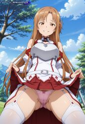 absurd_resolution absurdres ai ai-created ai_art ai_generated anime_coloring anime_screenshot brown_eyes brown_hair detailed_background dynamic_angle dynamic_pose exhibitionism exibitionism exited explicit french_braid garter_belt garter_straps glossy glossy_body glossy_skin gloves gorgeous hairy hairy_pussy hentai hi_res high_contrast high_quality high_resolution in_heat knight lifting lifting_skirt long_hair nsfw panty pantyshot patreon perfect_anatomy pervert_female plump presenting pubic_hair rating_explicit sexy sexy_body sexy_female sexy_pose sleeves soft_shading source_anime sword_art_online teasing teasing_viewer voluptuous voluptuous_body voluptuous_female white_dress yuuki_asuna