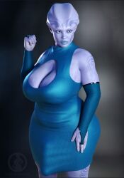 3d alien alien_futanari blue_skin bulge dickgirl futanari markala_(star_periphery) star_periphery voidpilgrim