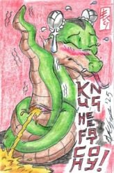 blush bodily_fluids chinese_zodiac cloaca_omorashi cloacal_pissing desperation ek_goya female forked_tongue genital_fluids omorashi peeing reptile scalie shaking snake text tongue translation_request urine urine_stream watersports year_of_the_snake