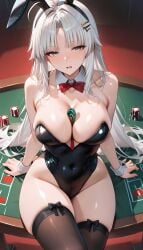 ai_generated bunny_girl bunnysuit carlotta_(wuthering_waves) casino large_breasts white_hair wuthering_waves