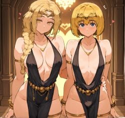 1boy 1girls ai_generated armin_arlert attack_on_titan blonde_hair bulge couple elden_ring femboy oktobersky queen queen_marika_the_eternal queen_marika_the_eternal_(cosplay) royalty together trap