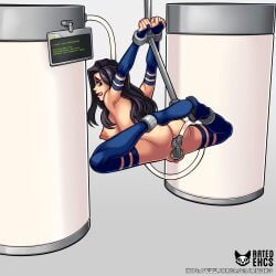 1girls breasts brown_eyes device female inflation machine marvel marvel_comics naked naked_female nude nude_female psylocke_(kwannon) purple_hair ratedehcs solo tied_feet tied_hands tied_up worried worried_expression x-men
