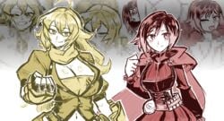 big_breasts censored dress promo ruby_rose rwby sketch sketch_page small_breasts vkid yang_xiao_long