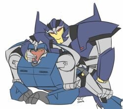 2boys breakdown_(transformers) dreadwing male male_only robot transformers transformers_prime white_background yaoi