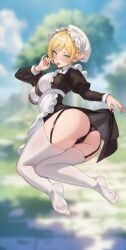 floating hot lifting_skirt maid panties