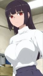 1girls ai_generated female_focus female_only looking_at_viewer please_don't_bully_me,_nagatoro purple_hair red_eyes sana_sunomiya school_uniform