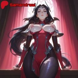 ai_assisted ai_generated boobs_out breasts breasts_out crown cute cute_face detailed_background female female_focus female_human female_only irelia_xan league_of_legends legs light-skinned_female light_body light_skin long_hair more_at_source nipples pantyhose patreon pink_nipples pussy pussy_juice pussy_juice_drip red_dress samandraai sex_from_behind sexy sexy_armpits sexy_clothing sexy_dress sexy_female skirt tits_out uncensored wet wet_body wet_clothes wet_clothing wet_pussy wet_skin