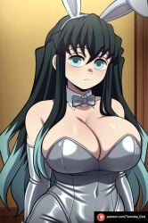 1female 1girl 1girls ai_generated beautiful beautiful_girl big_breasts breasts bunny_ears bunnysuit demon_slayer female kimetsu_no_yaiba long_hair muichiro_tokitou patreon patreon_artist patreon_link patreon_logo patreon_username rule_63 sexy sexy_body sexy_female sexy_pose young younger_female