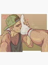 2boys feet feet_on_face muscular original_characters sniffing_feet sock_fetish socks white_socks