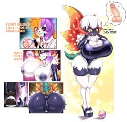 2025 ancient_pokemon anthro anthro_to_humanoid armwear ass barcode big_breasts big_butt bimboaudino bimbofication black_armwear black_clothing black_elbow_gloves black_footwear black_gloves black_handwear black_high_heels black_latex black_leotard black_nipples blush boss_monster_(undertale) bovid breast_expansion breast_tattoo breasts butt_expansion canid canine caprine clothing dialogue elbow_gloves english_text expansion female footwear fox fur gender_transformation generation_9_pokemon genitals gloves goat hair handwear heal_ball healslut hi_res high_heels huge_breasts humanoid hybrid j8-bit_(cakebatterbossmonster) latex latex_armwear latex_clothing latex_elbow_gloves latex_gloves latex_handwear latex_leotard legwear leotard male mammal mtf_transformation multicolored_hair nintendo nipple_outline nipples orange_hair paradox_pokemon penis platform_footwear platform_heels pokeball pokemon pokemon_(species) pokemon_humanoid purple_eyes purple_hair red_eyes shoes skindentation slither_wing solo species_transformation tattoo text thick_thighs thigh_highs thought_bubble transformation two_tone_hair white_body white_clothing white_fur white_hair white_legwear white_thigh_highs wide_hips wings yellow_eyes