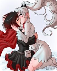 khartemis kissing ruby_rose rwby weiss_schnee yuri