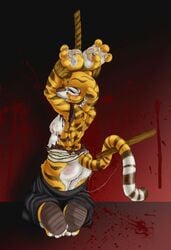 anthro beaten blood bondage cat defeated dktorzi feline furry kung_fu_panda master_tigress tagme torn_clothes violence