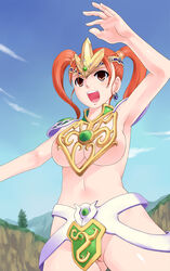 areola areolae armor bikini_armor breasts bule dragon_quest dragon_quest_viii gold jessica_albert large_breasts medium_breasts no_bra no_panties tied_hair twintails uncensored