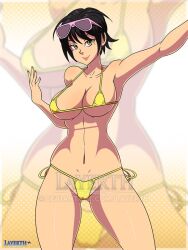 1girls asian asian_female bedroom_eyes bikini black_hair female female_only fit_female jubilation_lee jubilee large_breasts layerth looking_at_viewer marvel marvel_comics selfie short_hair solo sunglasses_on_head voluptuous x-men yellow_eyes