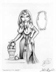 disney disney_villains melanie_klegerman monochrome nipples snow_white_and_the_seven_dwarfs tagme the_evil_queen