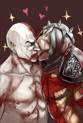 2boys crossover dante's_inferno dante_(dante's_inferno) gay god_of_war kissing kratos male male_nipples male_only multiple_males nude tagme yaoi