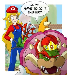 1boy 1girls anthro bowser cherushi cosplay crossdressing dildo dildo_with_face female femdom gloves human imminent_anal imminent_pegging imminent_sex koopa living_dildo living_sex_toy living_strapon male male/female malesub mario_(cosplay) mario_(series) nintendo piranha_plant princess_peach princess_peach_(cosplay) role_reversal scalie sex_toy straight straight_hair strap-on strap-on_with_face submissive_male super_mario_bros.