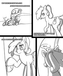 1girls 2013 3mangos anus bed blush comic cutie_mark dialog english_text equine female female_only feral hair horse inside mammal mango_(character) monochrome my_little_pony original_character pony pussy pussy_juice solo standing sweat text walking