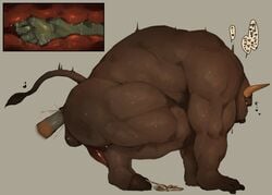 abs anal anal_fisting anal_orgasm anal_tugging anthro anus balls barazoku big_balls big_penis bodily_fluids bovid bovine brown_body brown_fur brown_hooves brown_skin cattle cum cum_on_ground disembodied_hand duo ejaculation erection european_mythology fisting fur genital_fluids genitals greek_mythology hooves horn male male/male mammal minotaur muscular muscular_anthro muscular_male mythology penis puffy_anus red_penis shuddering solo_focus sozoronabi yellow_eyes yellow_horn